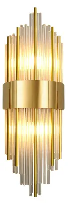 Obrázek produktu pro Nástěnná lampa E14 s křišťálovým stínidlem a zlatou základnou, výška 60 cm