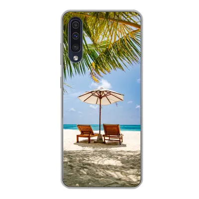 Produktbild von MuchoWow® Handyhülle Schutzhülle Hülle für Samsung Galaxy A50 Strand - Strandkorb - Sonnenschirm Silikon Softcase Handy Hülle - Mobiltelefonhülle