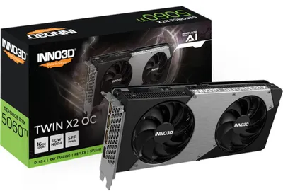 Produktbild von INNO3D GeForce RTX 5060 Ti TWIN X2 OC, GeForce RTX 5060 Ti, 16 GB, GDDR7, 128 Bit, 7680 x 4320 Pixel, PCI Express 5.0
