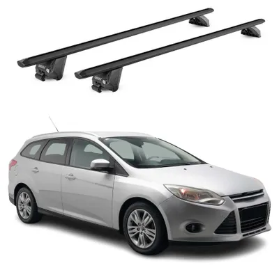 Produktbild von Dachträger für Ford Focus III Turnier 2011-18 100kg Aluminium Schwarz 2 tlg, KI-generiertes Bild