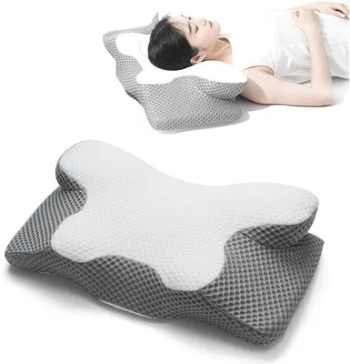 Zdjęcie produktu dla Poduszka ortopedyczna Unyqoos® z pianki memory, zapewniająca ergonomiczne wsparcie dla szyi, z 5-strefowym podparciem, oddychająca, z zdejmowaną i nadającą się do prania poszewką, idealna dla osób śpiących na boku, na plecach i na brzuchu