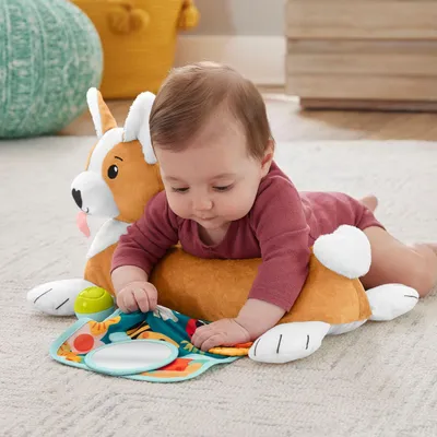 Image de Coussin de jeu 3 en 1 pour chien Fisher-Price, à placer sur le ventre, avec 3 jouets