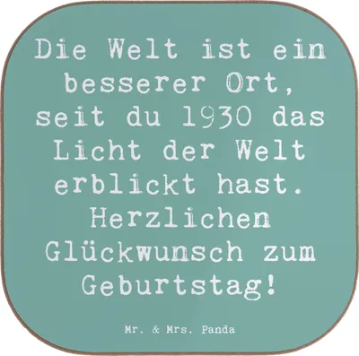Produktbild von Mr. & Mrs. Panda Untersetzer für Gläser Spruch 1930 Geburtstag - Meeresbrise - Geschenk, gläseruntersetzer, Jahrgang, Glückwunsch, Design, Happy Birthday, Nostalgie, Glas