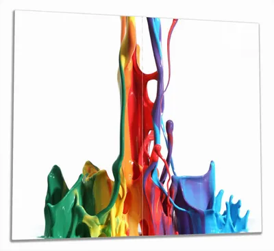 Produktbild von Wallario Herdabdeckplatte aus Glas, Größe 60 x 52 cm 2-teilig, Motiv Farbklecks von links - Bunte Farben auf Abwegen