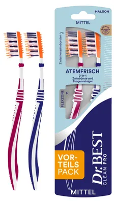 Produktbild von Dr.BEST Atemfrisch Zahnbürste, Mittel, Vorteilspack (2 Stück)