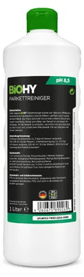 Produktbild von BiOHY Parkettreiniger + Dosierer, Holzbodenreiniger, Parkettpflege, Dielenreiniger, 9 x 1 l
