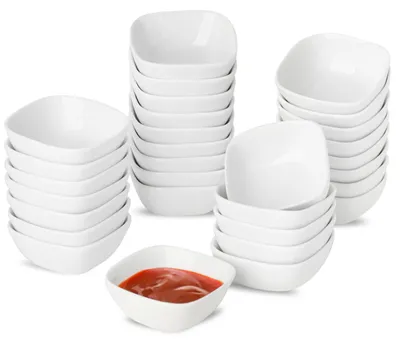 Productafbeelding van Solidchoice - Set van 30 Porseleinen Dip Schaaltjes voor Sauzen en Snacks
