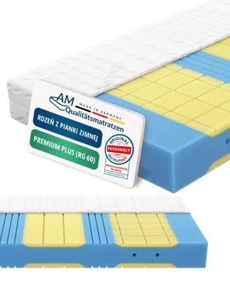 Zdjęcie produktu dla AM Qualitätsmatratzen | Premium Plus 7-strefowy materac z zimnej pianki 80x200 cm | Miekki (H2) | Materac ergonomiczny z odciazajacymi wkladkami visco | RG60 | 19 cm wysokosci | 80 x 200 cm