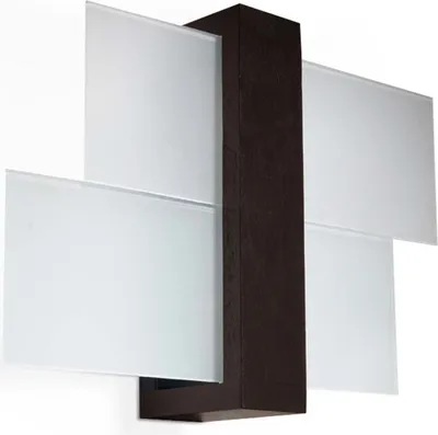 Produktbild von SOLLUX LIGHTING Feniks 1 Wandleuchte | Elegantes Gehäuse De Holz + Kombination De Schirm De Glas | Auswechselbare Birne E27, 1 x 60 W | Wenge, 43 x 12 x 30 cm