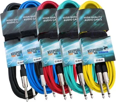 Zdjęcie produktu dla keepdrum 5x kabel mono jack 6m zestaw kolorowy