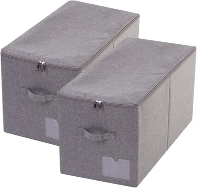 Zdjęcie produktu dla Elzusha - Pudełka do przechowywania z pokrywką - 2 sztuki - Składane pudełko do przechowywania ubrań - Organizer do garderoby - Składane - 58 x 32 x 33 cm - Pudełko do przechowywania