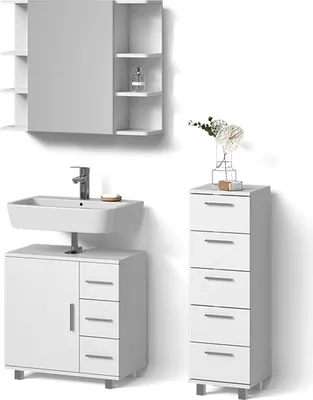 Image de Ensemble de meubles de salle de bain Livinity Eisak Blanc 3 parties, Model 52524
