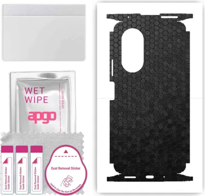 Produktbild von apgo Rückseite + Seiten Schutzfolie, Skin, kompatibel mit Honor 50 SE, Hinten Displayschutzfolie aus Vinylfolie, kratzfest, einfache Montage - Schwarze Honigwabe