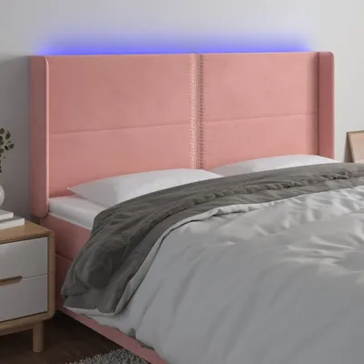 Produktbild von Design Möbel LED Kopfteil Rosa 163x16x118/128 cm Samt - 2024 Neu