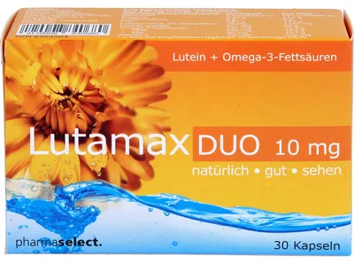 Produktbild von Lutamax Duo 10 mg Kapseln Lutein + Omega-3-Fettsäuren, 30 St. Kapseln