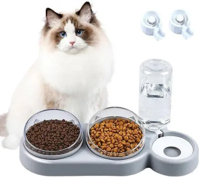 Produktbild von 3in1 Katzenfutternapf 15° schräg Grau