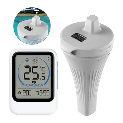 Produktbild von Digitales Poolthermometer Funk, IP68 wasserdichtes schwimmendes Poolthermometer mit LCD Display, kabelloser Temperaturmesser 50m
