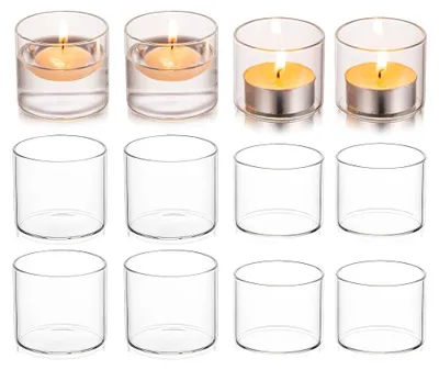 Produktbild von Teelichthalter aus Glas - 12er Set Teelichtgläser für Hochzeits- und Tischdekoration