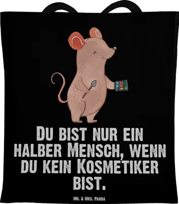 Produktbild von Mr. & Mrs. Panda Schultasche Kosmetiker Herz - Schwarz - Geschenk, Laptoptasche, Lustig, Kosmetikstudio, Ausbildung, umhängebeutel, Spruch, Büchertasche, Tote Bag, Tasche