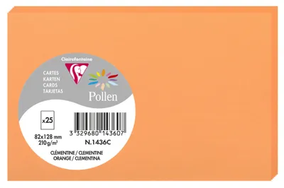 Zdjęcie produktu dla Clairefontaine karty Pollen 82x128 clementine kość słoniowa 25 sztuk