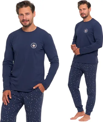 Produktbild von Moraj Herren Schlafanzug lang Pyjama Baumwolle 5400-006, Dunkelblau, 2XL