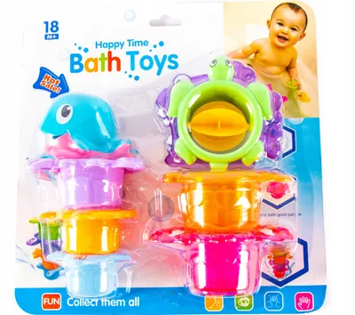 Produktbild von Badebecher Set für Kinder - Bunte Stapelbecher für Badewanne & Strand - Wasserspielzeug