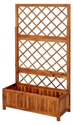Produktbild von Hochbeet mit Rankgitter 85x38x150 cm aus massivem Akazienholz