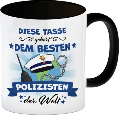 Produktbild von Bester Polizist der Welt Kaffeebecher Schwarz