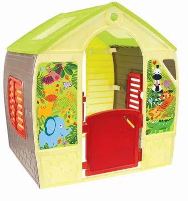 Produktbild von Mochtoys Spielhaus für Kinder | Haus für drinnen und draußen Einfach zu montieren Hergestellt aus UV-beständigem Kunststoff Enthält Aufkleber