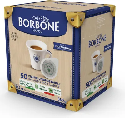 Produktbild von Caffè Borbone Kaffee Kompostierbare Pods, Recyclebare Verpackung, Schwarze Mischung - 50 stück - Kompatibel mit ESE System Papier Pads 44 mm