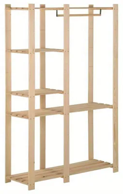 Produktbild von Kleiderstange aus massivem Kiefernholz, 110x38x170 cm, freistehend