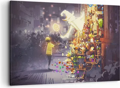 Produktbild von Bild auf Leinwand - Leinwandbild - Fantasie Märchen - 120x80cm - Wand Bild - Wanddeko - Wandbilder - Leinwanddruck - Bilder - Kunstdruck - Wanddekoration - Leinwand bilder - Wandkunst - AA120x80-3901