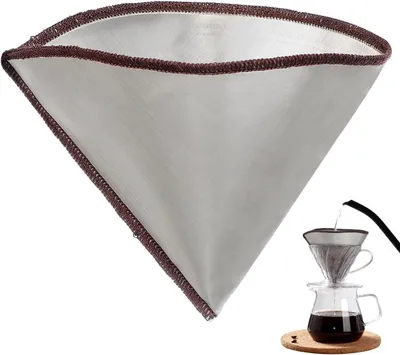 Produktbild von Wiederverwendbarer Edelstahl Kaffeefilter 3–4 Tassen – Feine Filtration für Handaufguss