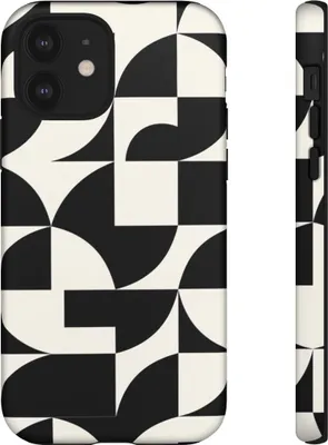 Produktbild von Schwarz-weißes geometrisches Muster – Hülle Kompatibel mit iPhone 12