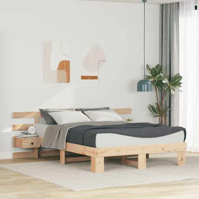 Obrázok produktu pre Maison Exclusive – posteľový rám s čelom, hnedý, 150 x 200 cm, masívne borovicové drevo