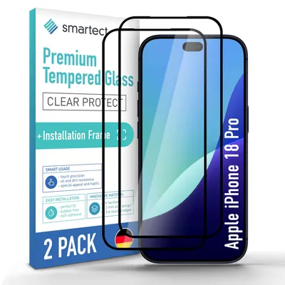 Produktbild von 2x Schutzglas Panzerfolie Full Screen für Apple iPhone 18 Pro + Anbringhilfe