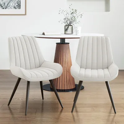 Produktbild von Hawthyhome Esszimmerstühle 2er Set bequeme Polsterstühle Küchenstuhl mit Rückenlehne Metallbeine Weiß
