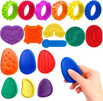 Produktbild von 18 Stück Fidget Toys Set - Sensorik Spielzeug mit Anti Stress Ring & Fidget Toy Sinnesstein für Jungen & Mädchen - Antistress Spielzeug Skills Set
