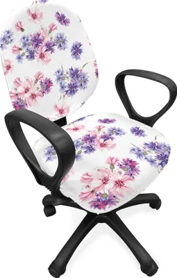 Produktbild von ABAKUHAUS Aquarell Bürostuhl Schonbezug, Hochzeit Blumen, dekorative Schutzhülle aus Stretchgewebe, Lila Lavendel-Rosa