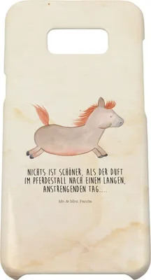Produktbild von Mr. & Mrs. Panda Samsung Galaxy S8 plus Handyhülle  Pferd Springen - Vintage - Geschenk, Cover, Pony, Stall, Bauernhof, Handy Case, Reiten, Pferdestall, Hülle, Pferde