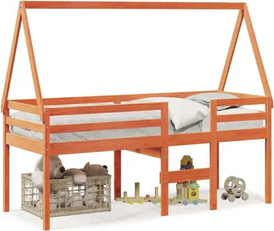 Produktbild von Maison Exclusive - Hochbett mit Dach Wachsbraun 75x190 cm Massivholz Kiefer