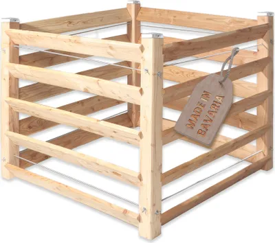 Produktbild von Komposter Single ca. 80×80 cm Höhe 80 cm – Moderner Holzkomposter aus Lärchenholz Steckkomposter für Garten