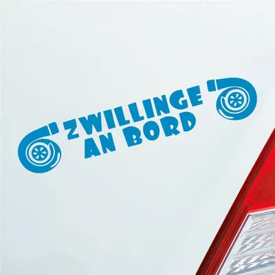 Produktbild von Auto Aufkleber Zwillinge an Bord Turbolader Turbo Twins 20x4 cm Hellblau Sticker Heckscheibenaufkleber