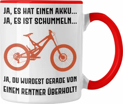 Produktbild von Trendation - Elektrofahrrad E-Bike Tasse mit Spruch Geschenk Ebike Lustige Geschenke Kaffeetasse Rentner Sprüche Rentnerin (Rot)