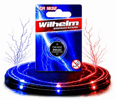 Produktbild von 1 x CR1632 WILHELM Blister Lithium Knopfzelle 3V 140 mAh ø16 x 3,2 mm Batterie DL1632, KI-generiertes Bild