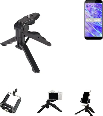 Produktbild von K-S-Trade Stativ Tisch-Ständer Dreibein Handy-Stativ Ständer kompatibel mit HomTom S99i Mini-Stativ Smartphone Tripod Handy-Stativ aus Plastik