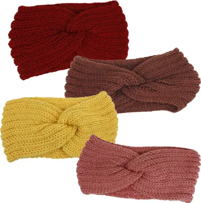 Produktbild von 4 Stück Damen Stirnbänder Winter Gestrickt Haarband Stricken Stirnbänder Gestrickt Elastische Stirnband für Mädchen Damen