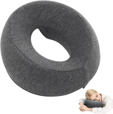 Imagen del producto de Almohada en forma de U con orificio para masajes faciales, ideal para sillones de masaje, spas y camillas de masaje