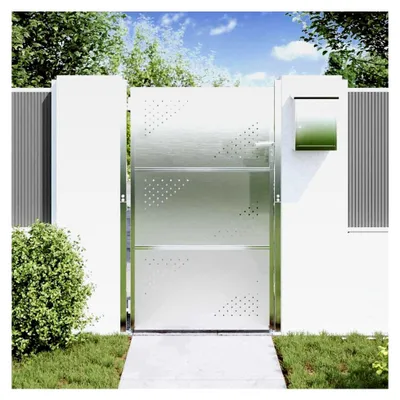 Produktbild von Edelstahl Gartentor Silber 100x125cm, modernes Design, wetterfest, für Außenbereich