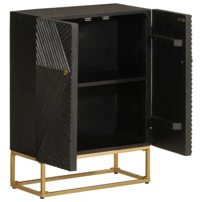 Produktbild von vidaXL Sideboard Schwarz 55x30x76 cm Massivholz Mango und Eisen